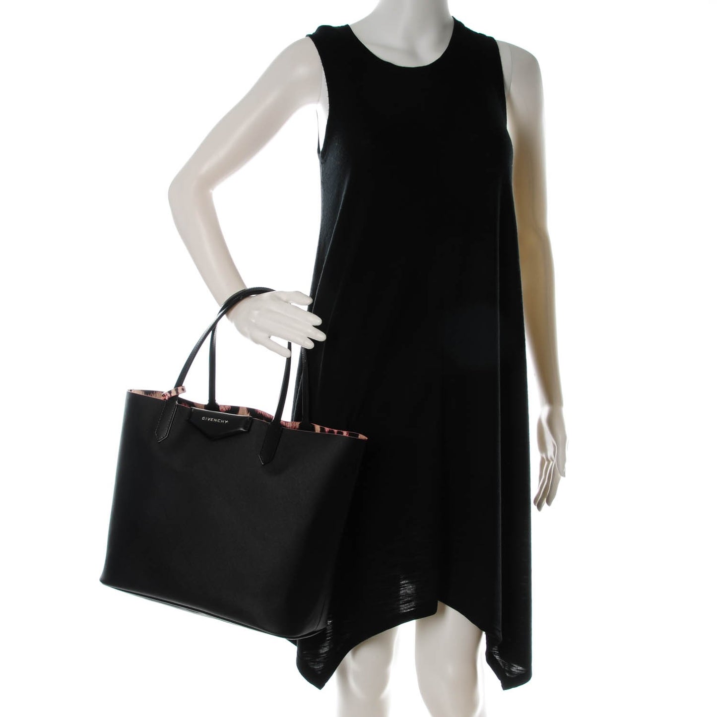 Coated Canvas Medium Antigona Tote Black