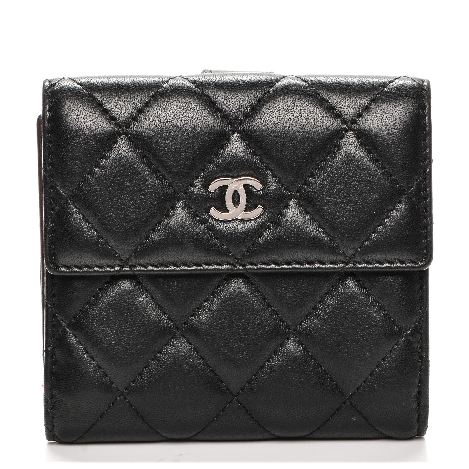 Chanel Lambskin Quilted Compact French Flap Wallet Black 1 of 9