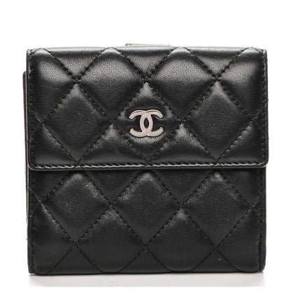 Chanel Lambskin Quilted Compact French Flap Wallet Black 1 of 9