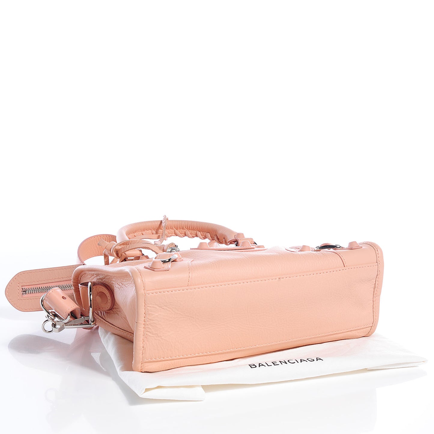 Matte Goatskin Rubber Covered Classic Hardware Mini City Rose Poudre