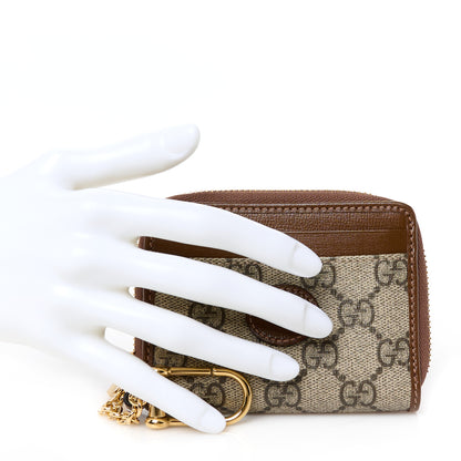 Gucci GG Supreme Monogram Azalea Calfskin Retro Interlocking G Compact Wallet Beige Ebony Brown Sugar 2 of 9