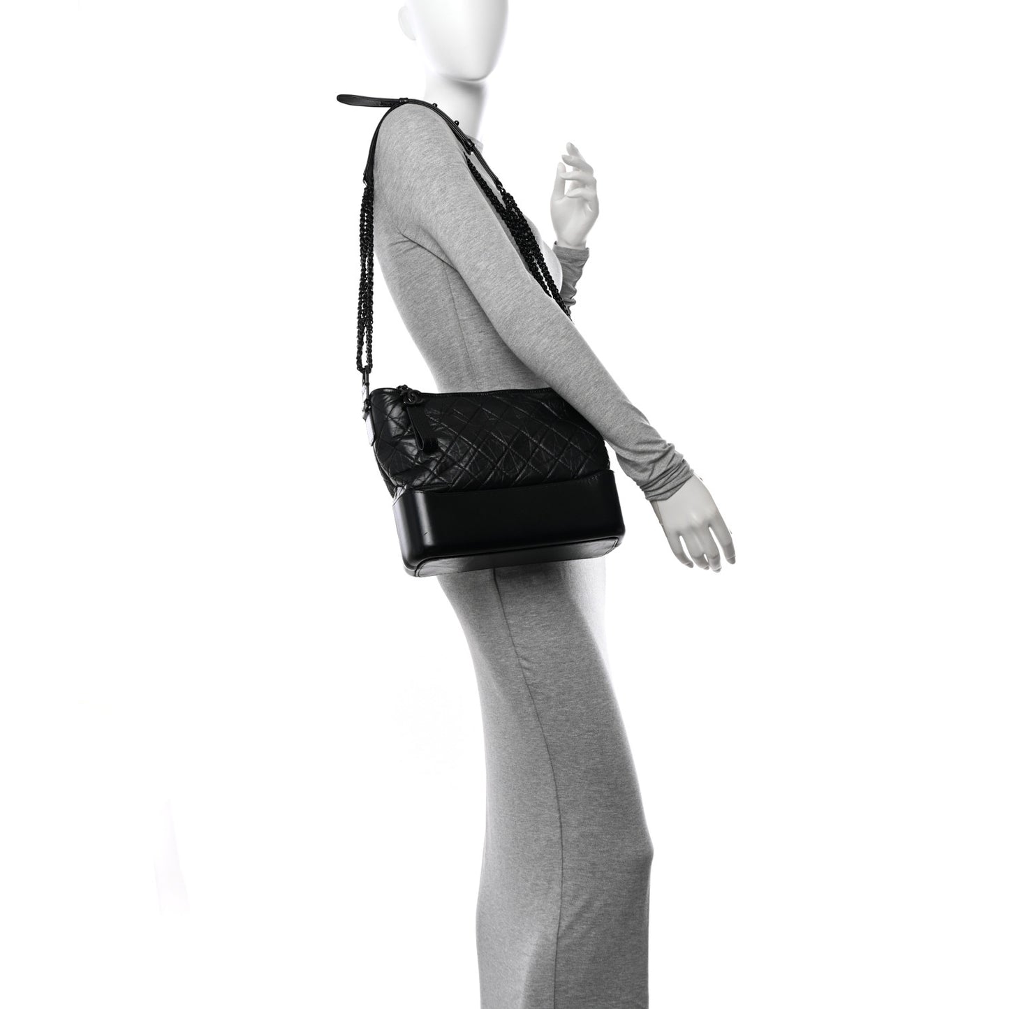 Aged Calfskin Quilted Medium Gabrielle Hobo So Black