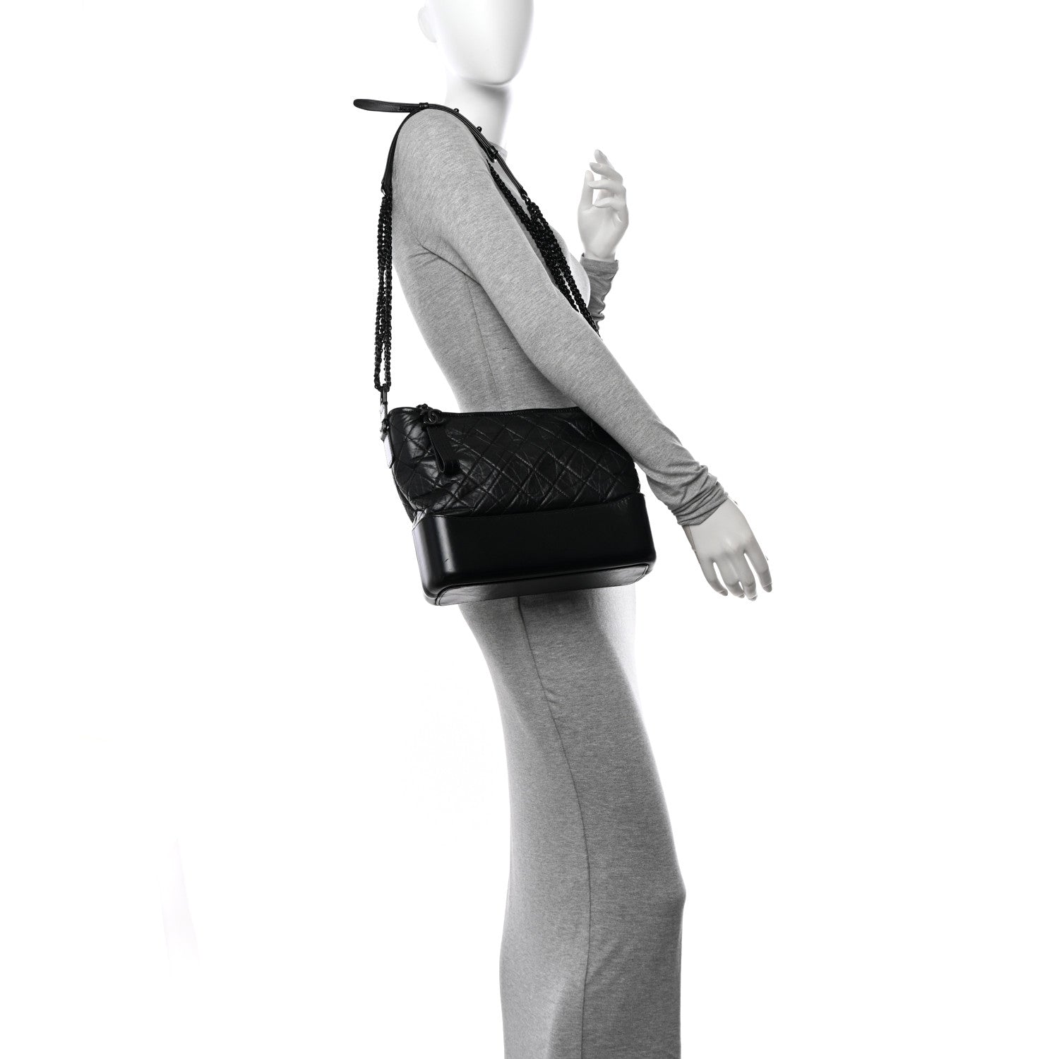 Chanel Aged Calfskin Quilted Medium Gabrielle Hobo So Black 2 of 10