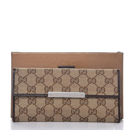 Gucci Monogram Metal Bar Continental Flap Wallet Beige Ebony Dark Brown 8 of 8