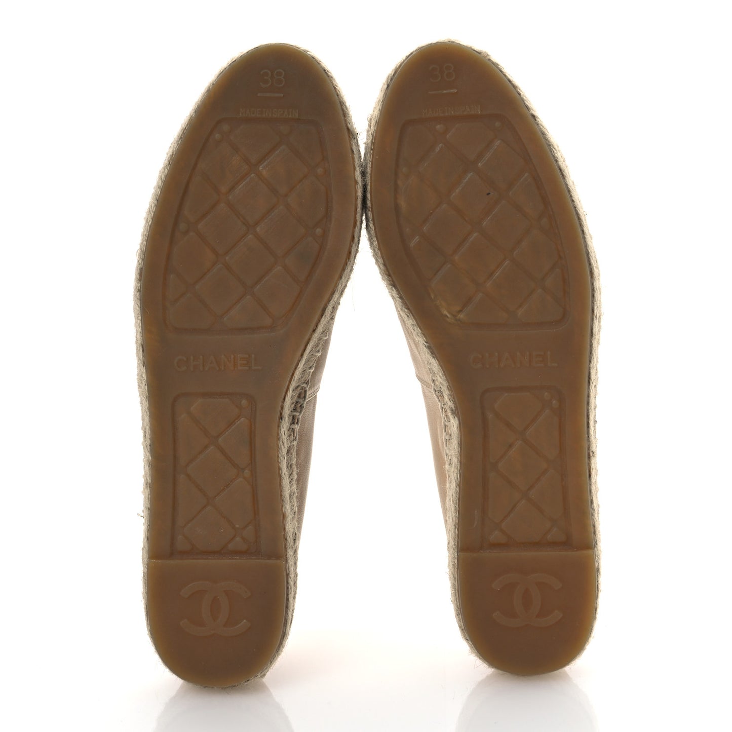 Lambskin CC Espadrilles 38 Beige Black