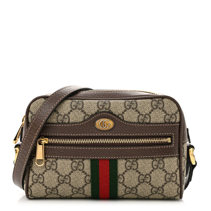 Gucci GG Supreme Monogram Web Mini Ophidia Shoulder Bag Brown 1 of 12