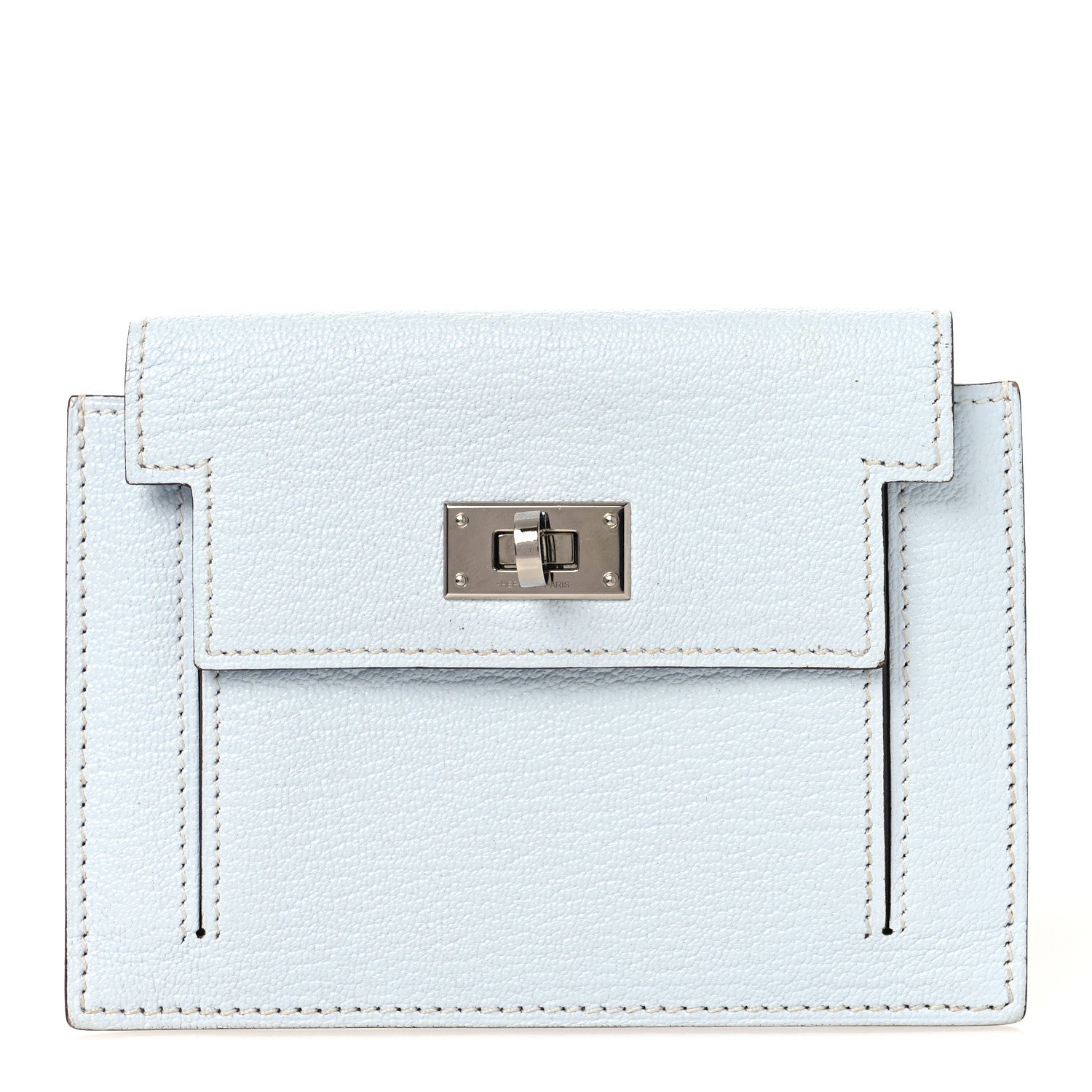 Hermes Chevre Mysore Kelly Pocket Compact Wallet Bleu Brume 1 of 7