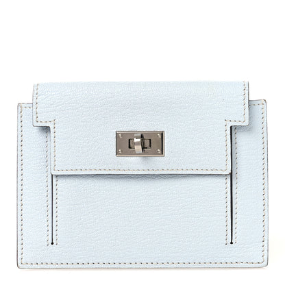 Hermes Chevre Mysore Kelly Pocket Compact Wallet Bleu Brume 1 of 7
