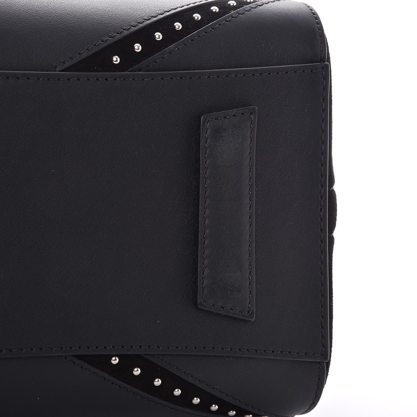 Calfskin Suede Small Studded Chevron Antigona Black