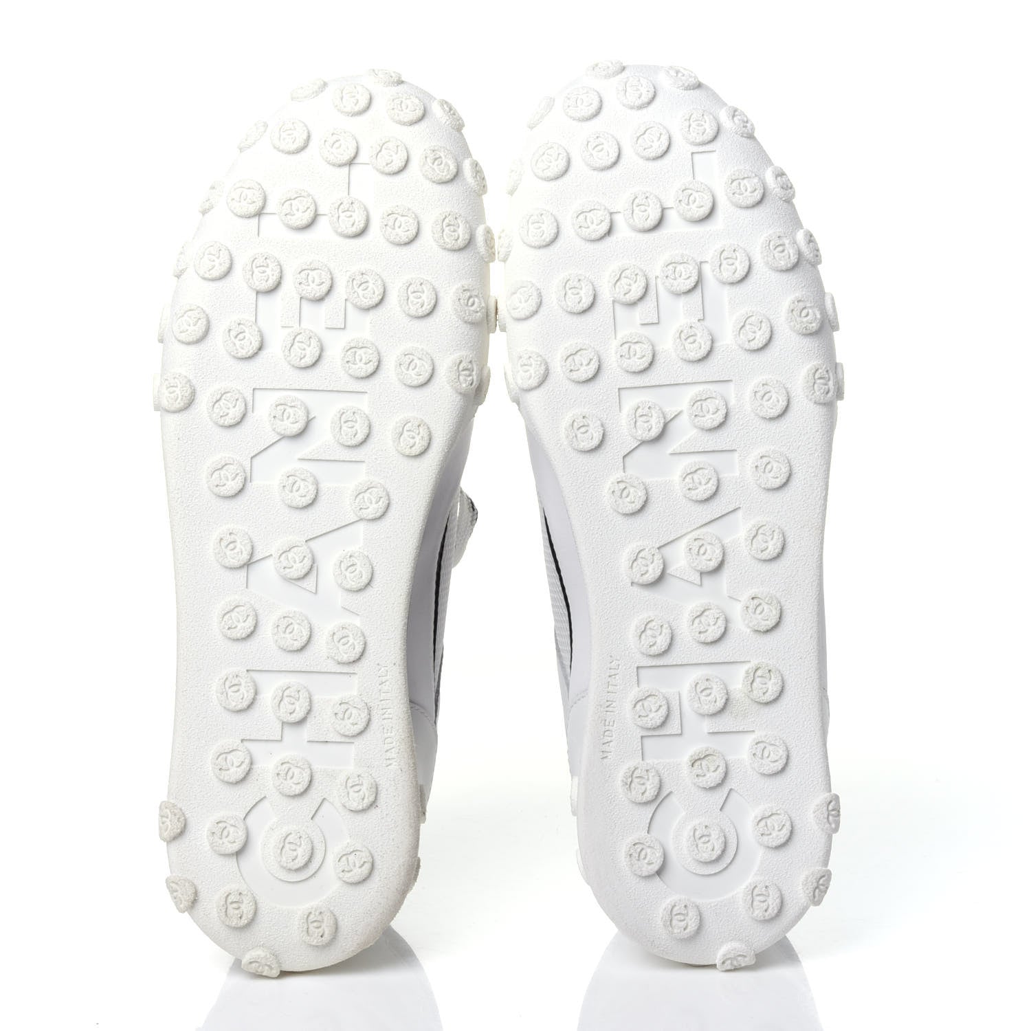 Chanel Calfskin Mesh Lycra Womens Logo Sneakers 39 White 7 of 11