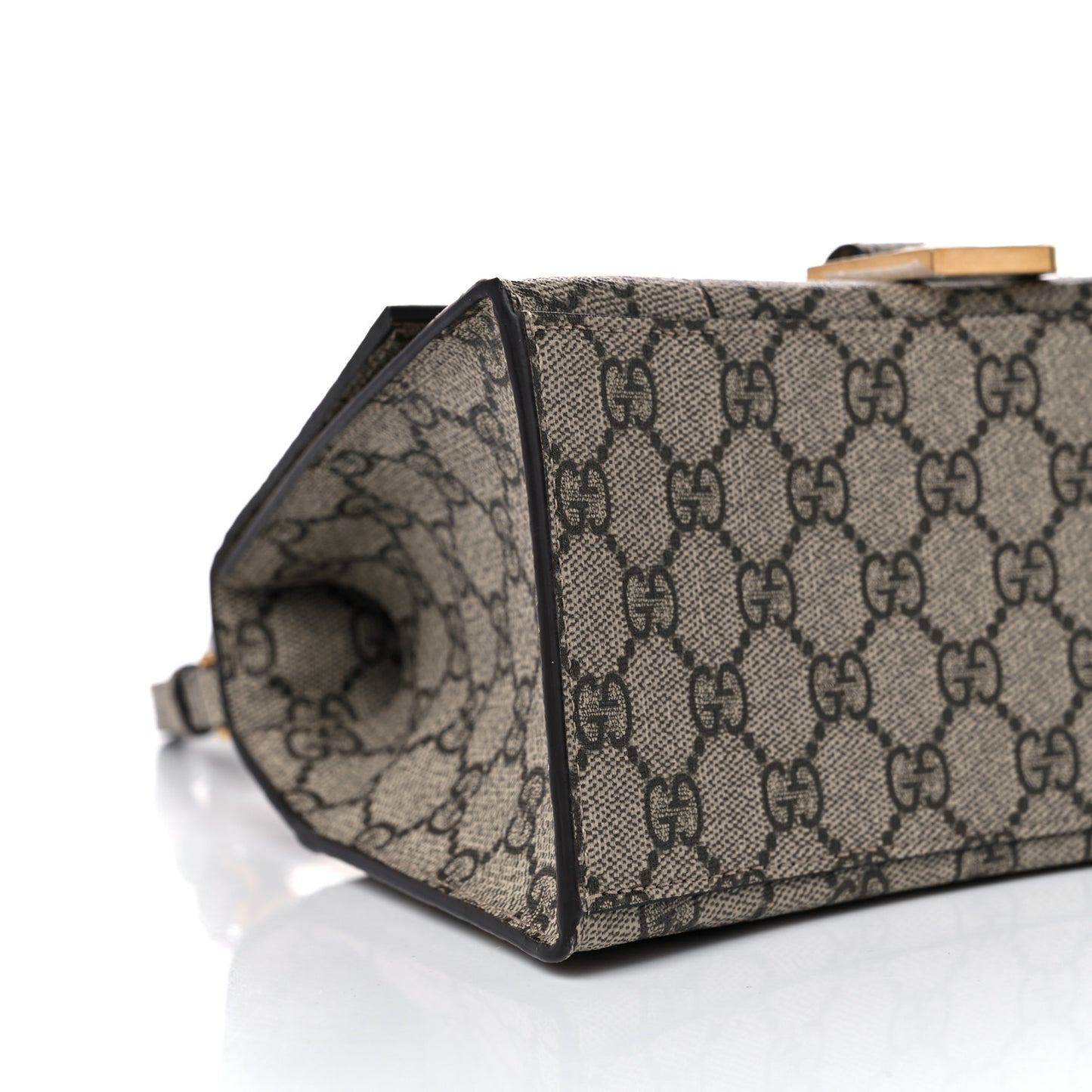 X GUCCI GG Supreme Monogram Small Hourglass Top Handle Bag Beige Ebony