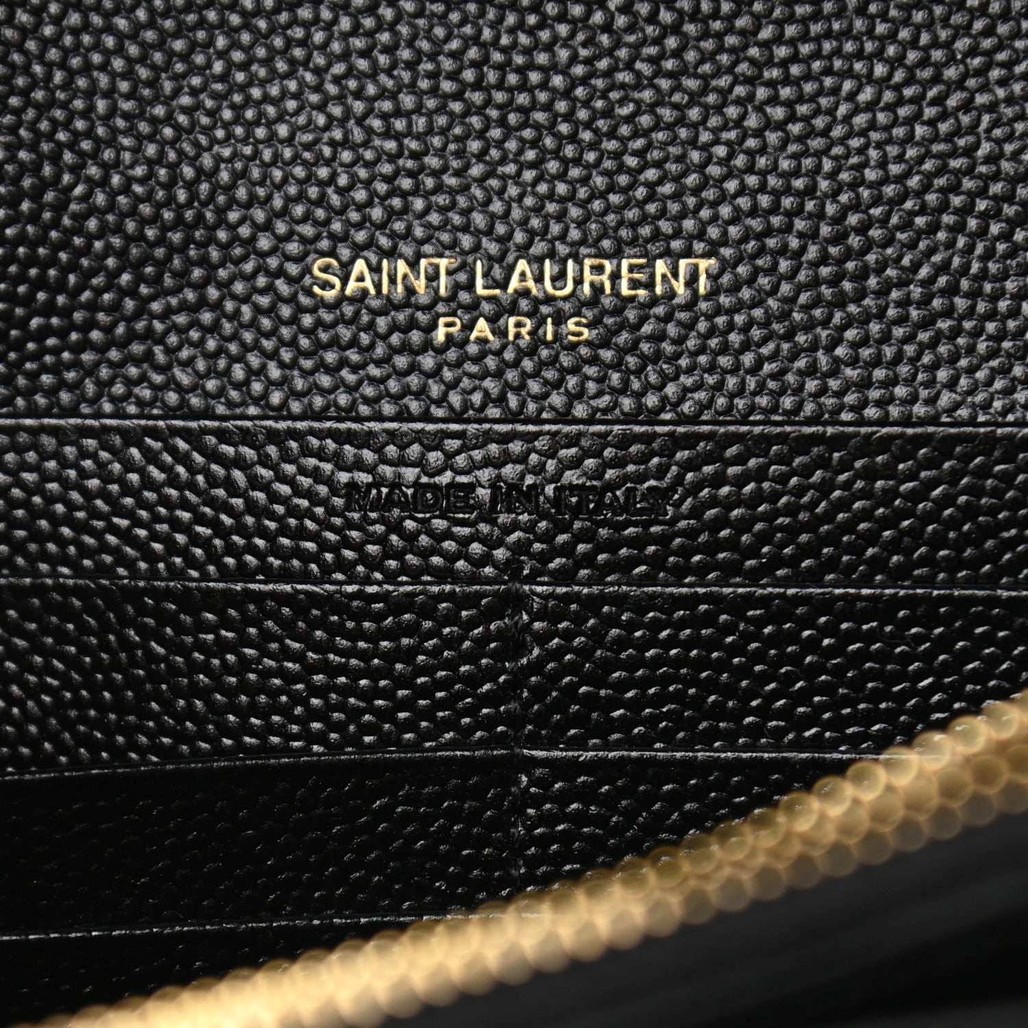 Saint Laurent Grain De Poudre Matelasse Chevron Monogram Chain Wallet Black 6 of 9