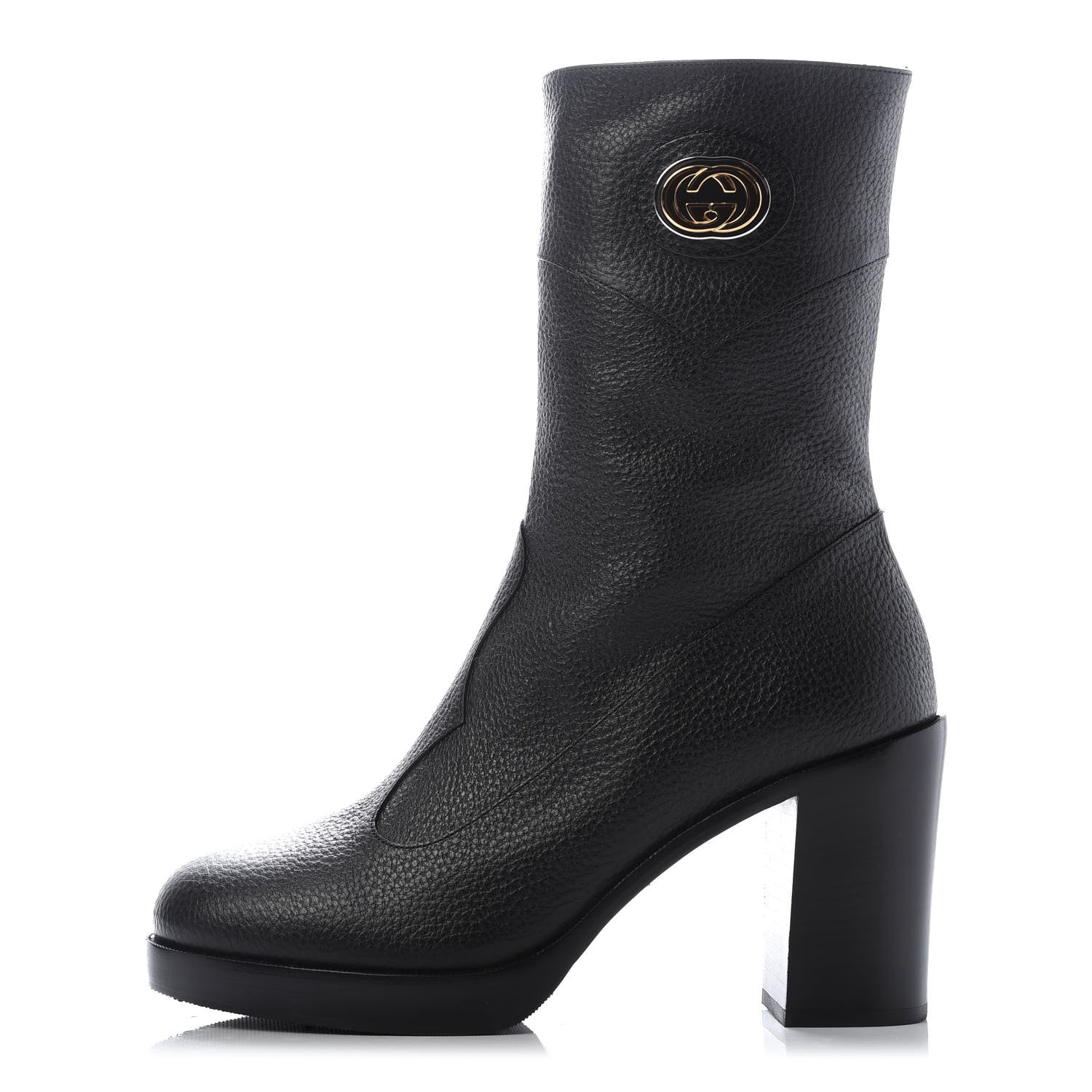 Gucci Austin Calfskin Interlocking G Ankle Boots 39.5 Black 1 of 9