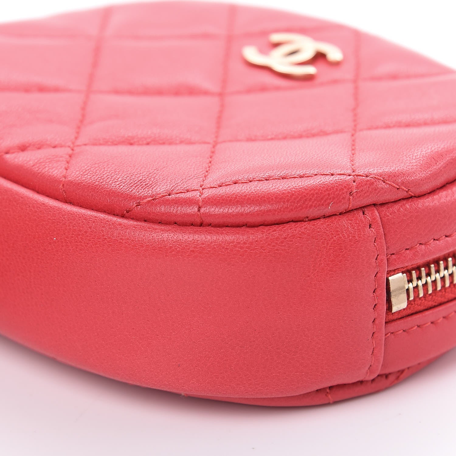 Chanel Lambskin Quilted Zip Around Classic Coin Purse Light Red 8 of 9