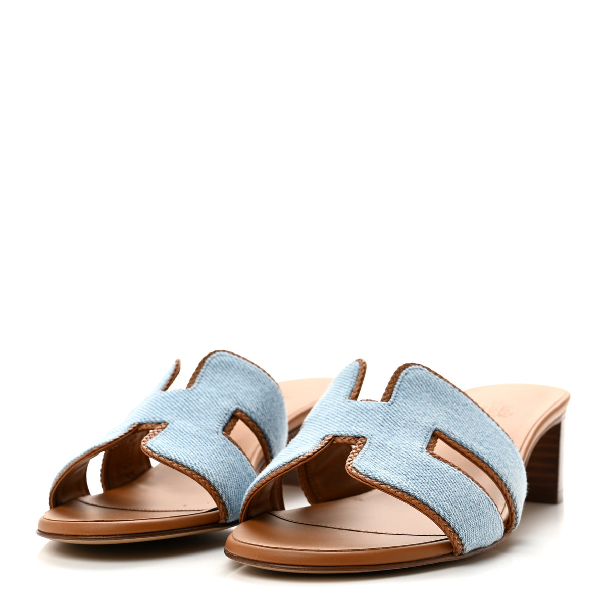 Denim Braided Nappa Oasis Sandals 38 Bleu Clair Naturel