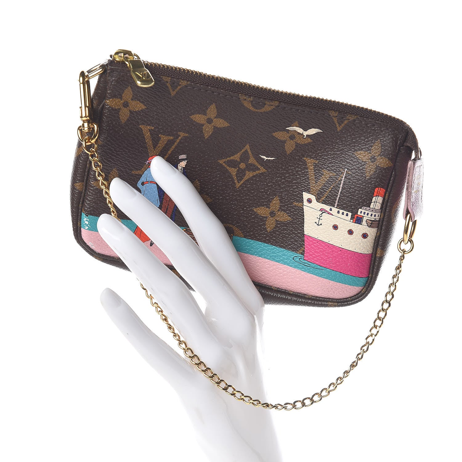 Louis Vuitton Monogram 2016 Christmas Animation Mini Pochette Accessories Rose Ballerine 2 of 9