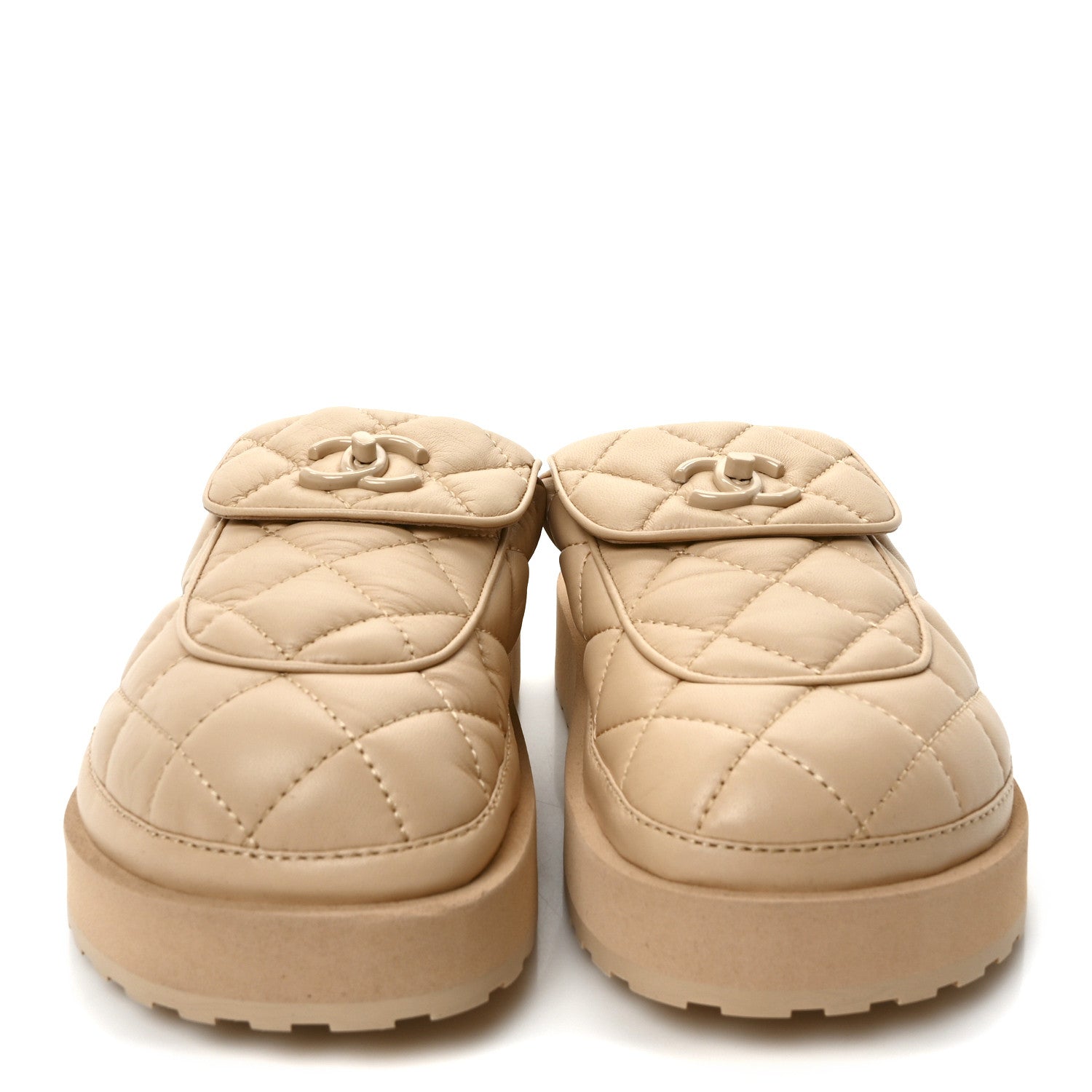 Chanel Lambskin Quilted CC Turnlock Mules  36 Beige 3 of 9