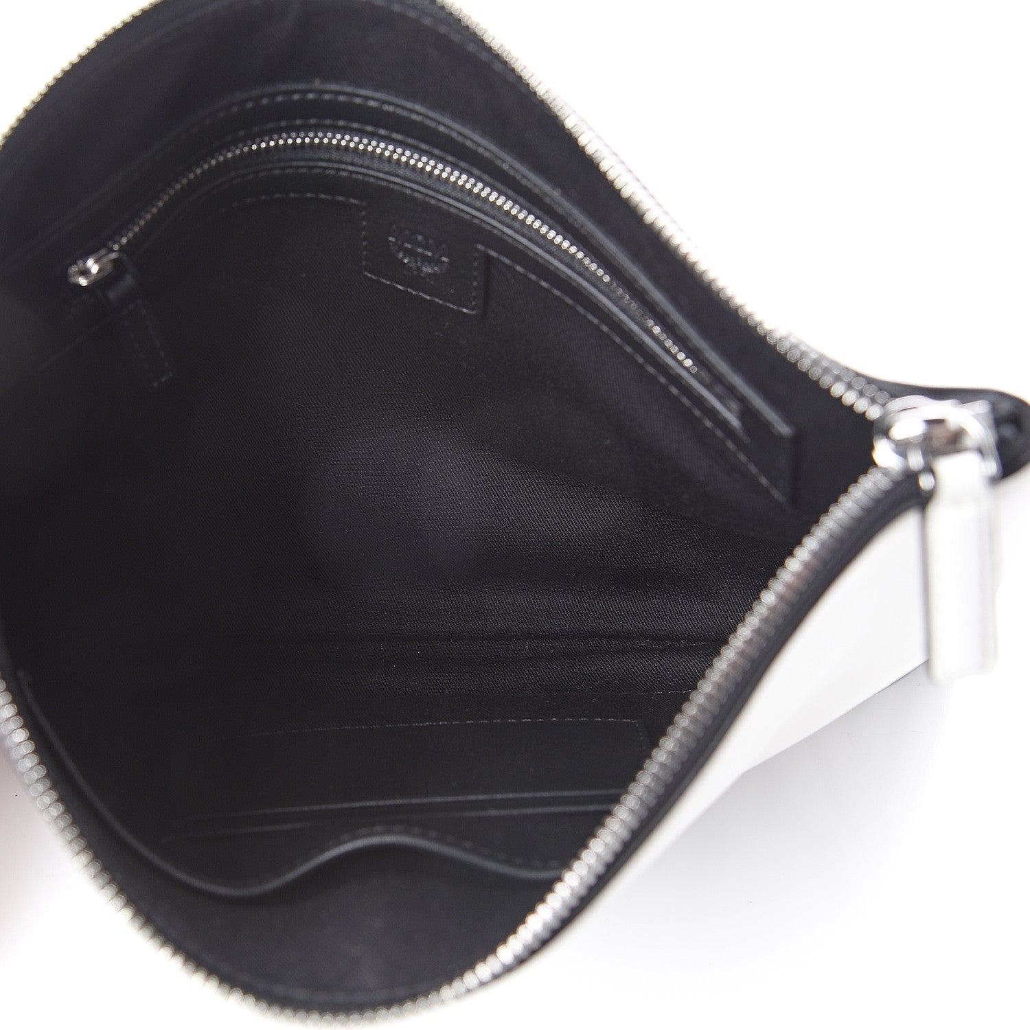 MCM Calfskin Wristlet Logo Pouch Black White 4 of 6