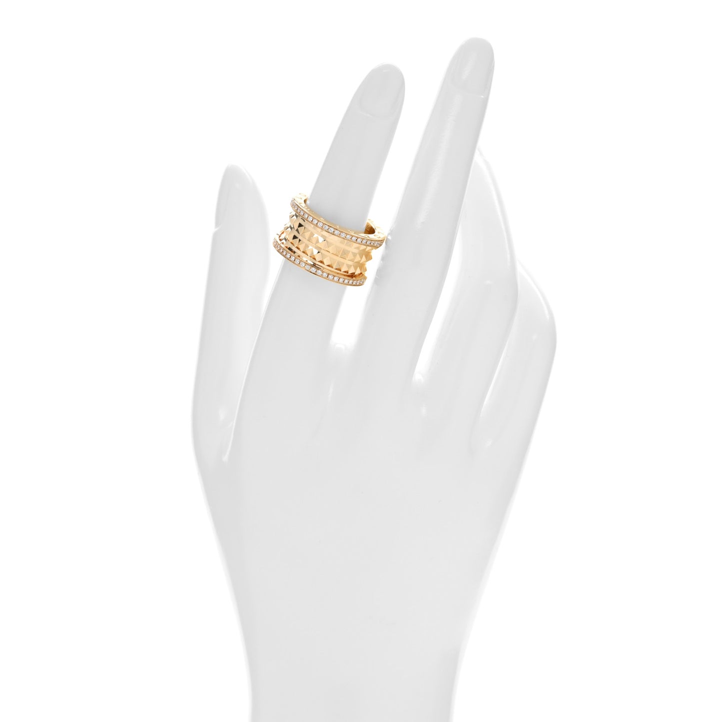 18K Yellow Gold Diamond B.Zero1 Rock Four-Band Pave Ring 54 6.75