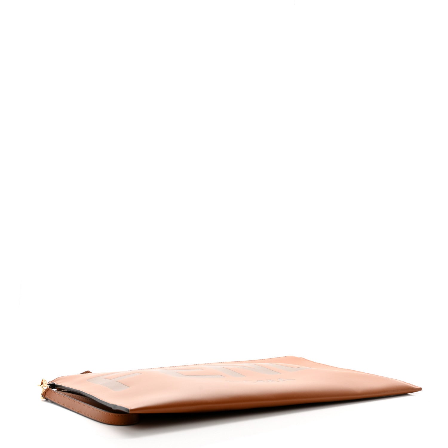 Fendi Vitello King Logo Embossed Large Flat Pouch Cuoio 4 of 7