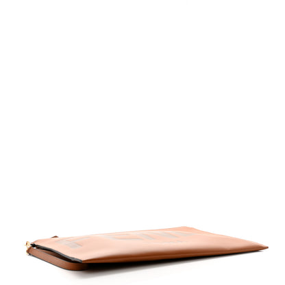 Fendi Vitello King Logo Embossed Large Flat Pouch Cuoio 4 of 7