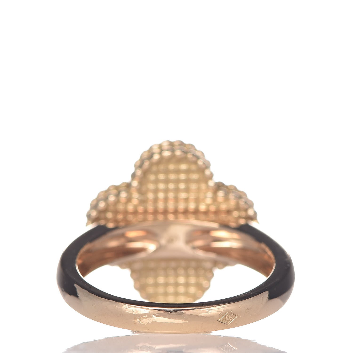 Van Cleef & Arpels 18K Yellow Gold Diamond Mother of Pearl Vintage Alhambra Ring 50 5.25 4 of 5