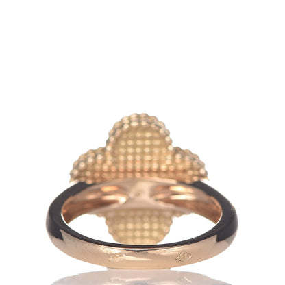 Van Cleef & Arpels 18K Yellow Gold Diamond Mother of Pearl Vintage Alhambra Ring 50 5.25 4 of 5