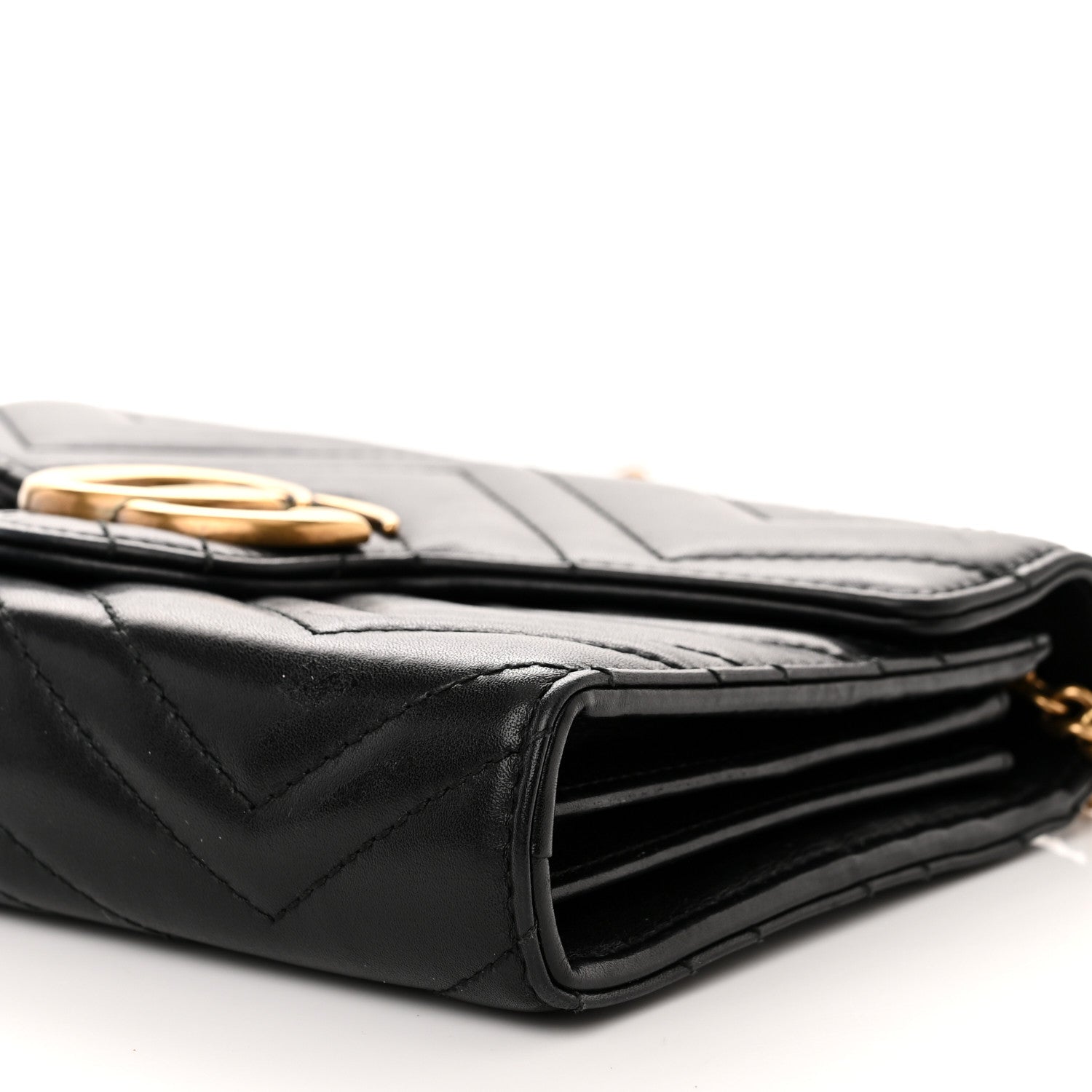 Gucci Calfskin Matelasse GG Marmont Chain Wallet Black 11 of 15