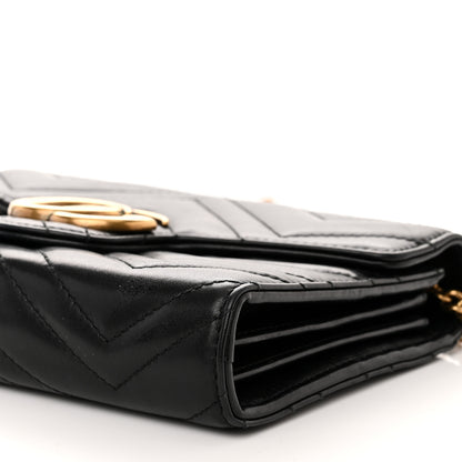 Gucci Calfskin Matelasse GG Marmont Chain Wallet Black 11 of 15