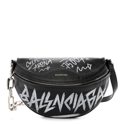 Balenciaga Agneau Arena Graffiti All Over XS Souvenir Belt Bag Black White 1 of 9