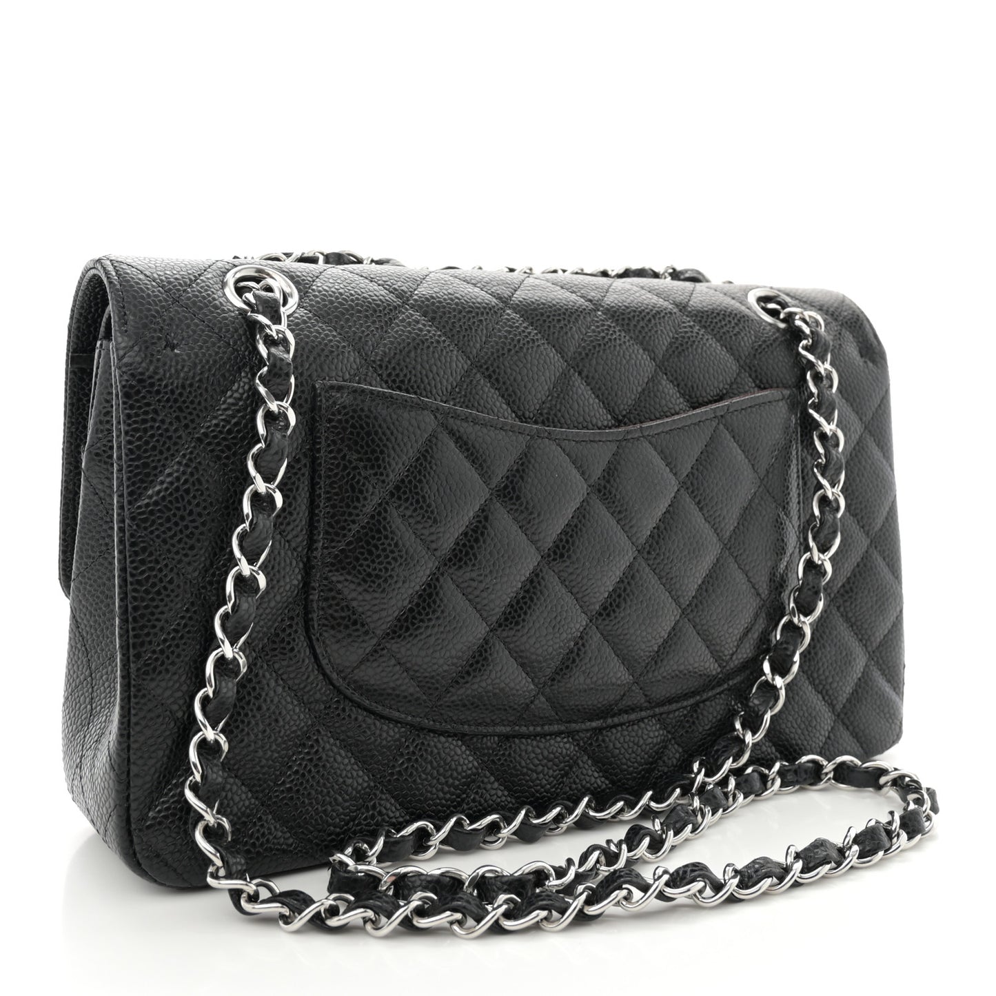 Caviar Quilted Medium Double Flap Black