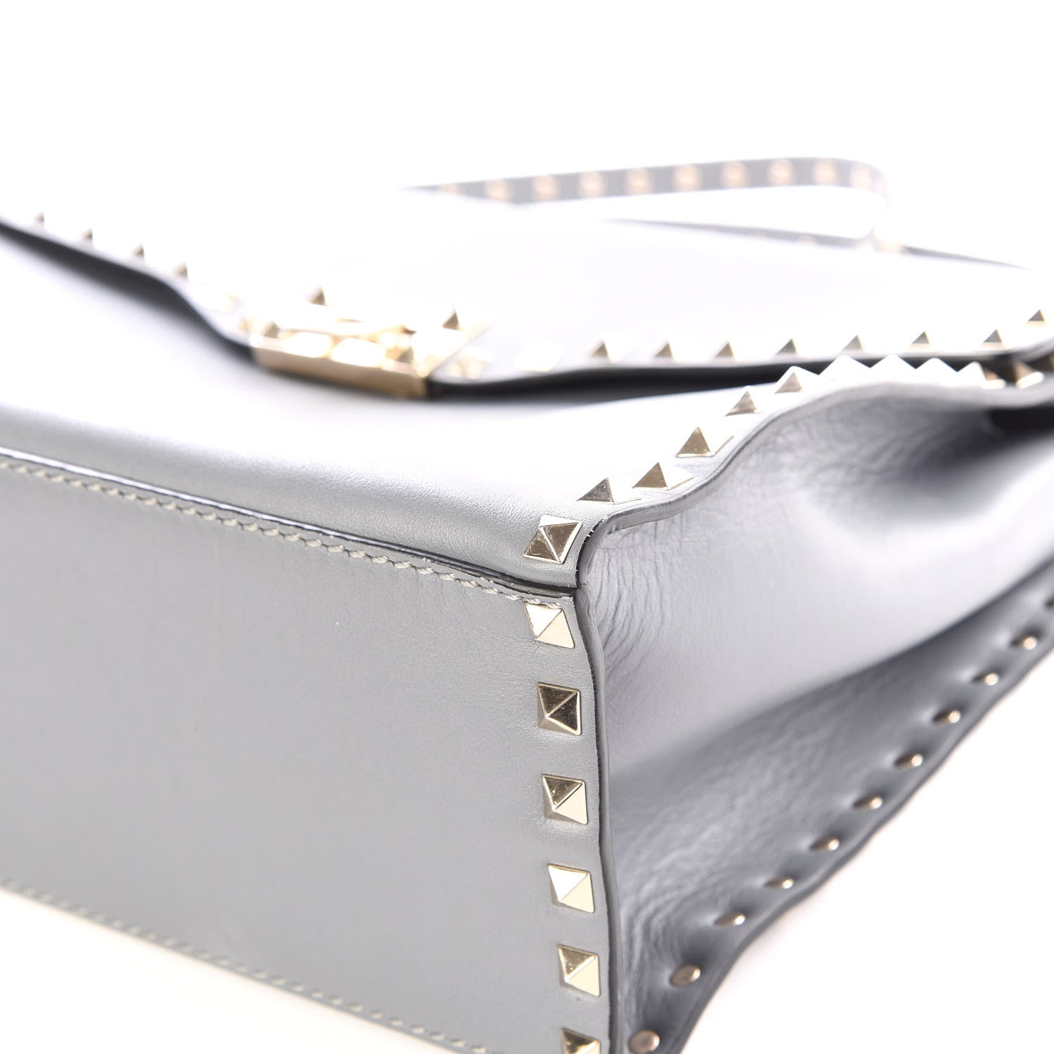 Valentino Garavani Vitello Rockstud Single Handle Flap Bag Light Stone 6 of 14