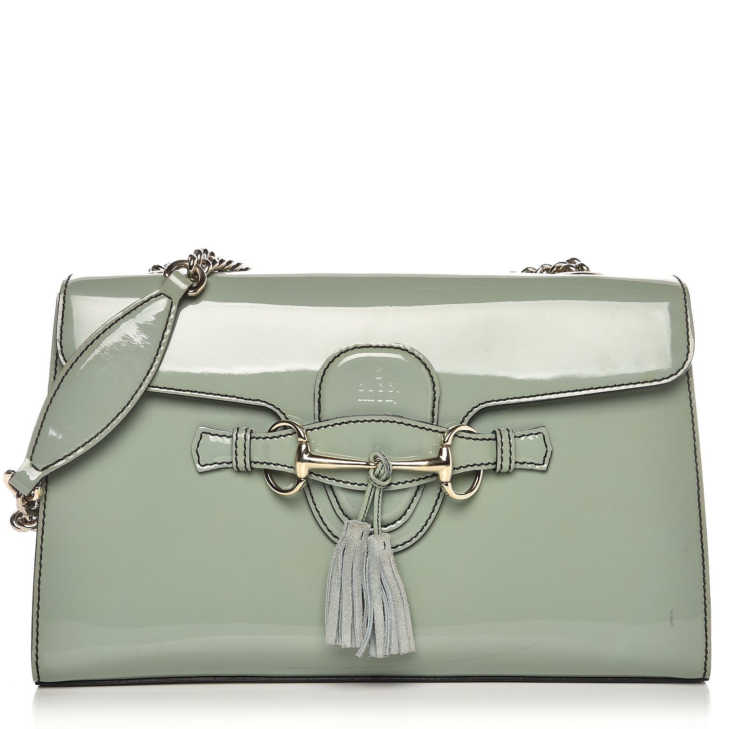 Gucci Patent Medium Emily Chain Shoulder Bag Green 1 of 13