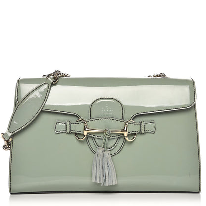 Gucci Patent Medium Emily Chain Shoulder Bag Green 1 of 13