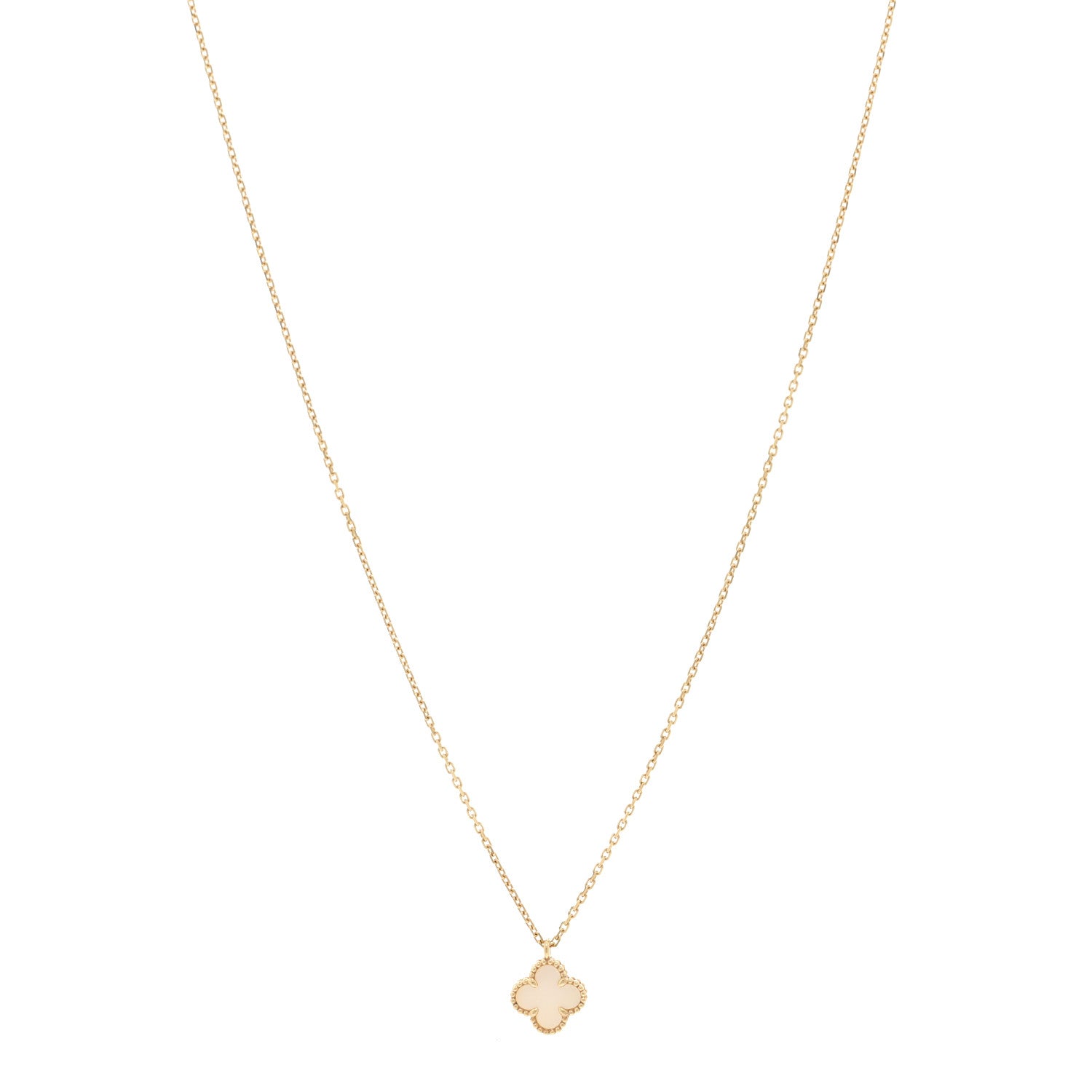 Van Cleef & Arpels 18K Yellow Gold Mother of Pearl Sweet Alhambra Pendant Necklace 1 of 5