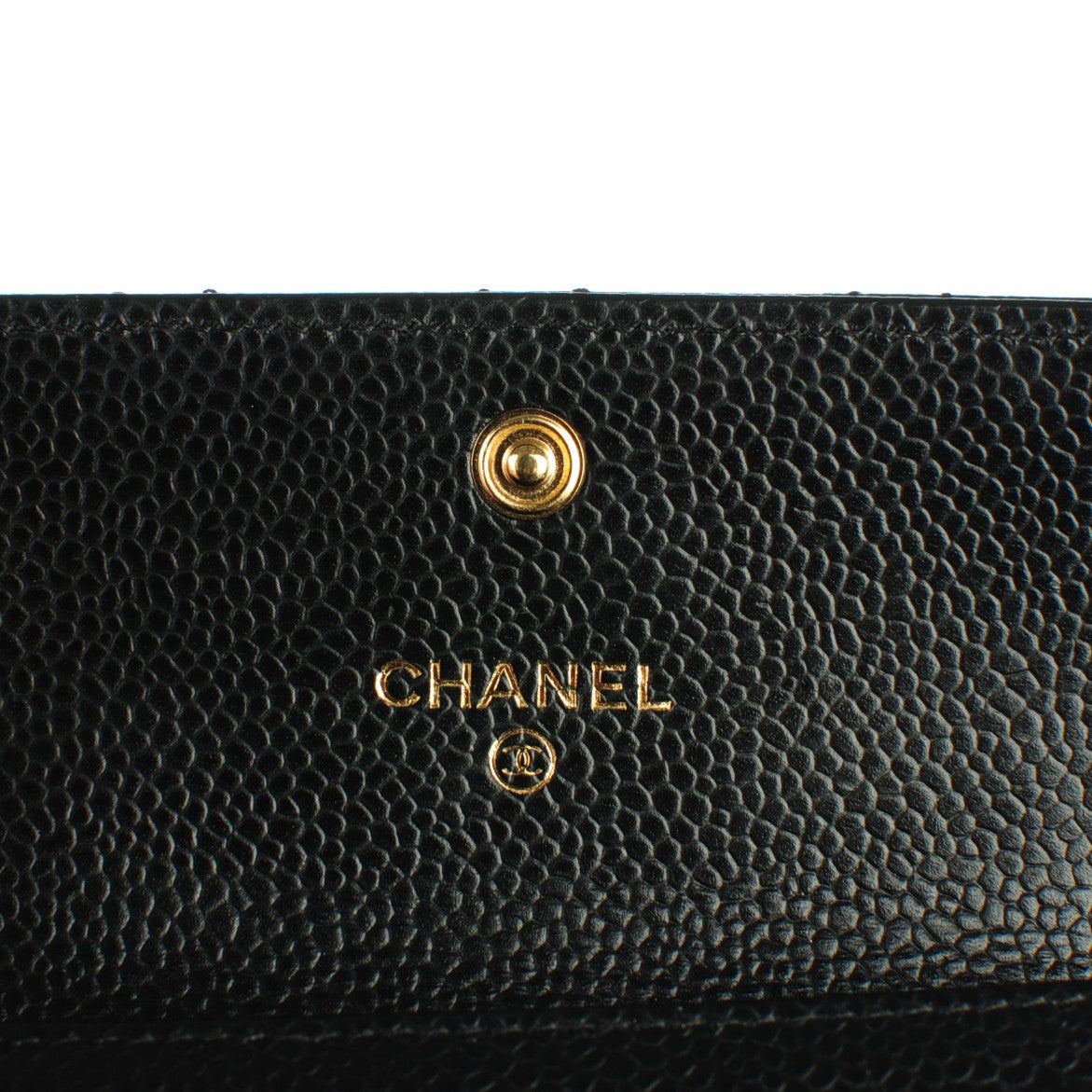 Caviar Quilted Flap Card Holder Black