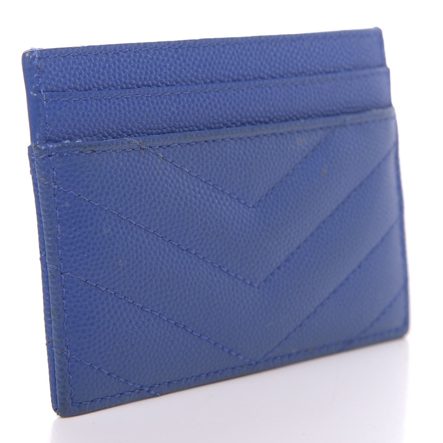 Grain De Poudre Matelasse Monogram Credit Card Case Blue Majorelle