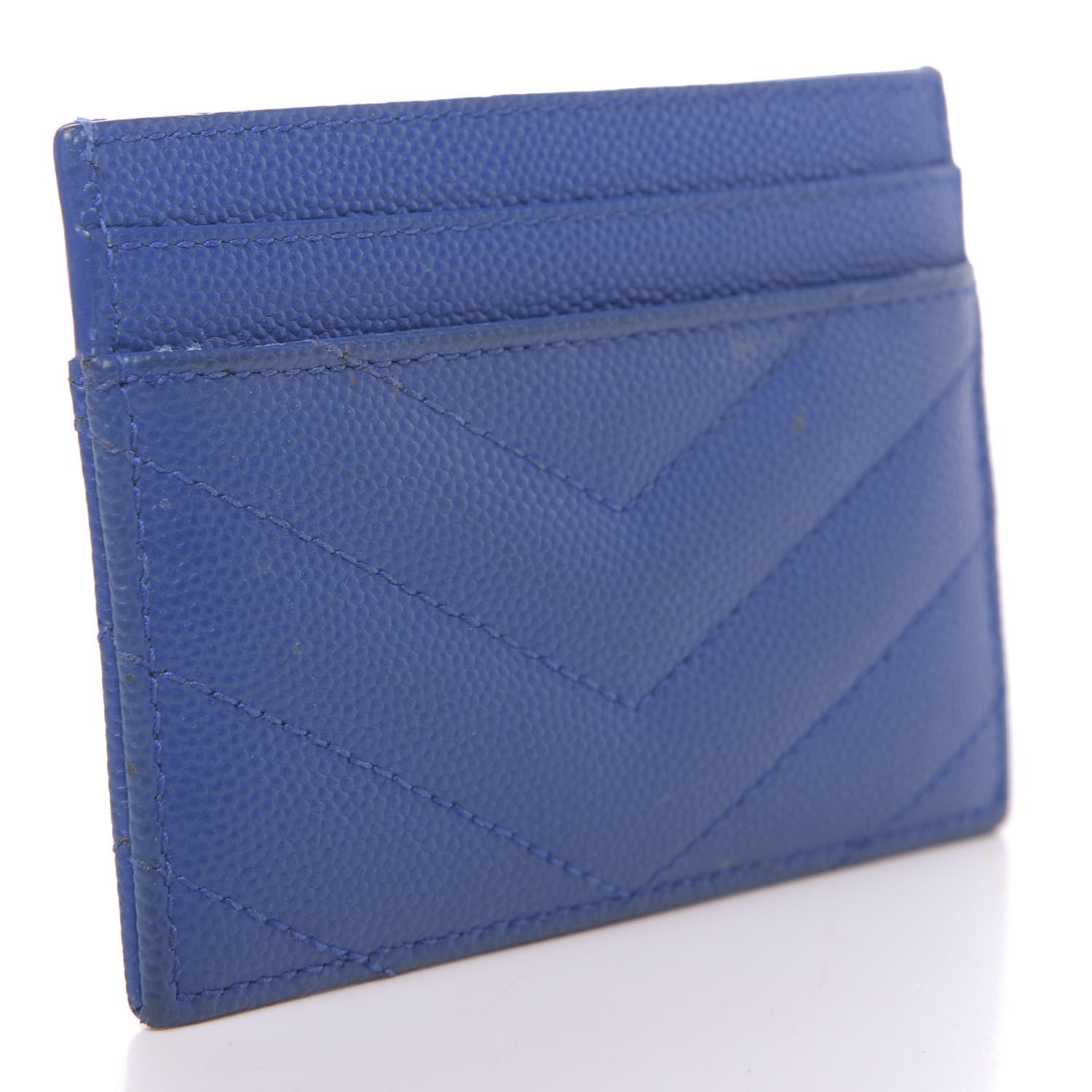 Saint Laurent Grain De Poudre Matelasse Monogram Credit Card Case Blue Majorelle 3 of 10