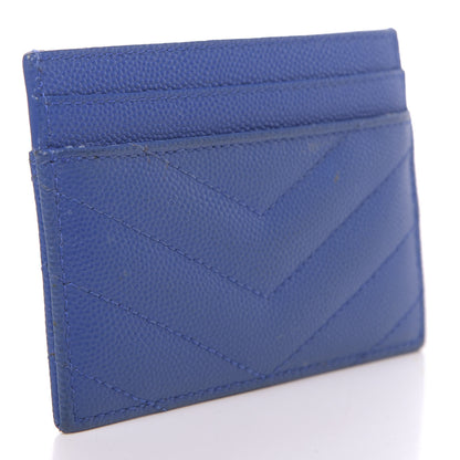 Saint Laurent Grain De Poudre Matelasse Monogram Credit Card Case Blue Majorelle 3 of 10