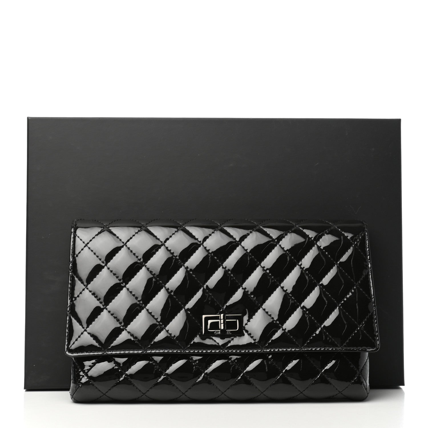 Chanel Patent Calfskin Quilted Reissue 2.55 Clutch So Black 8 of 8