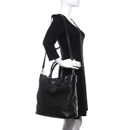 Prada Vitello Phenix Tote Black 3 of 19