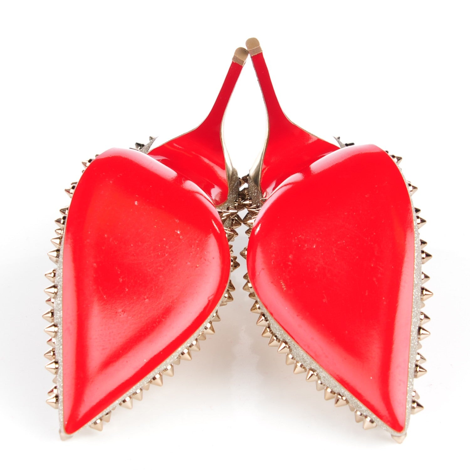 Christian Louboutin Glitter Mini Specchio Follies Spikes 120 Pumps 37 Colombe 6 of 7