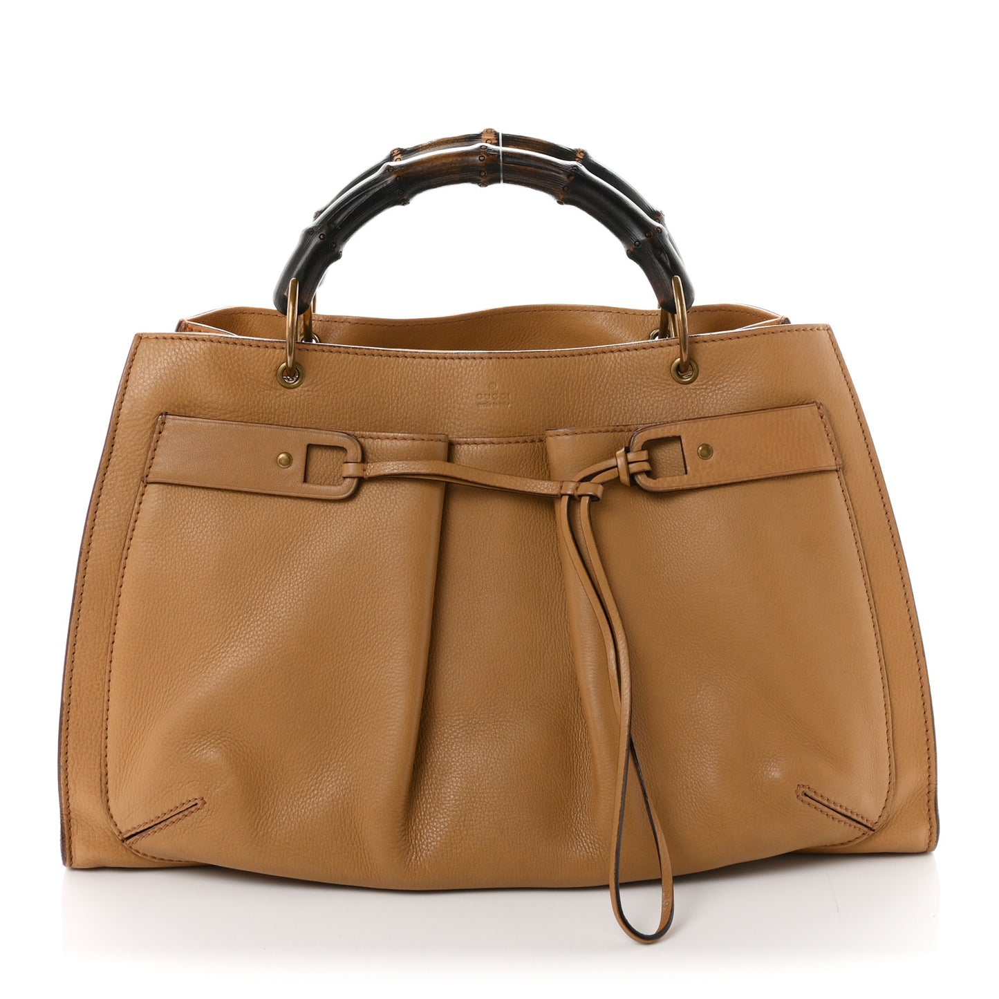 Calfskin Bamboo Handle Tote Beige