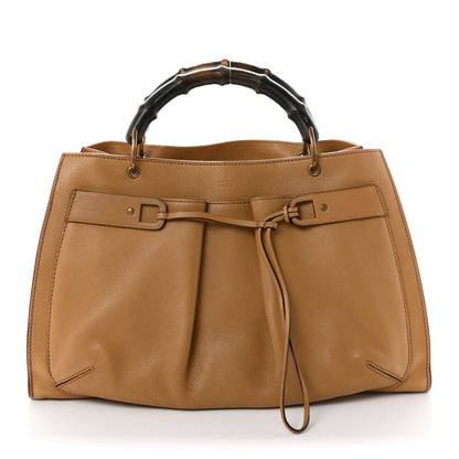 Gucci Calfskin Bamboo Handle Tote Beige 1 of 9