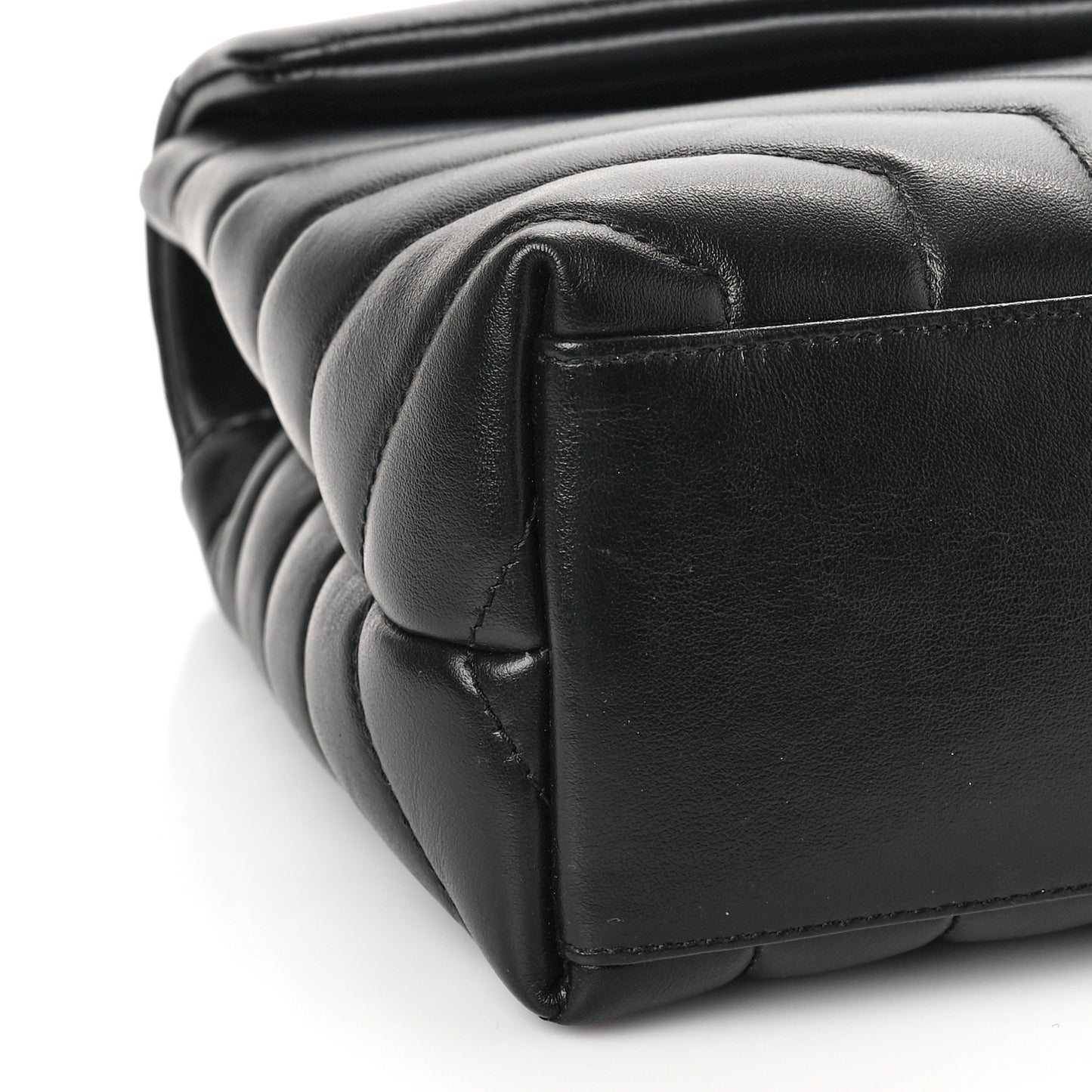 Calfskin Y Quilted Monogram Small Loulou Chain Satchel Black