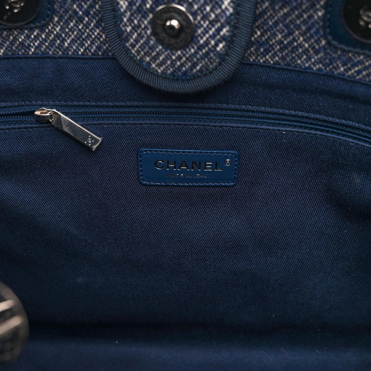 Chanel Mixed Fibers Calfskin Small Deauville Tote Blue 6 of 10