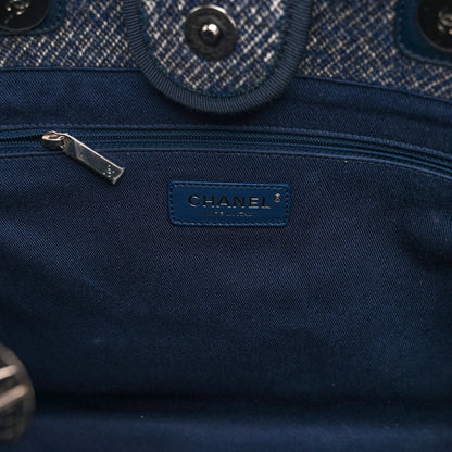 Chanel Mixed Fibers Calfskin Small Deauville Tote Blue 6 of 10