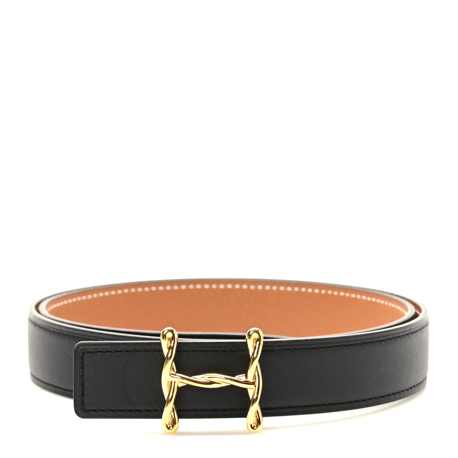 Hermes Swift Epsom 24mm H Torsade Belt 75 30 Black Gold 1 of 5