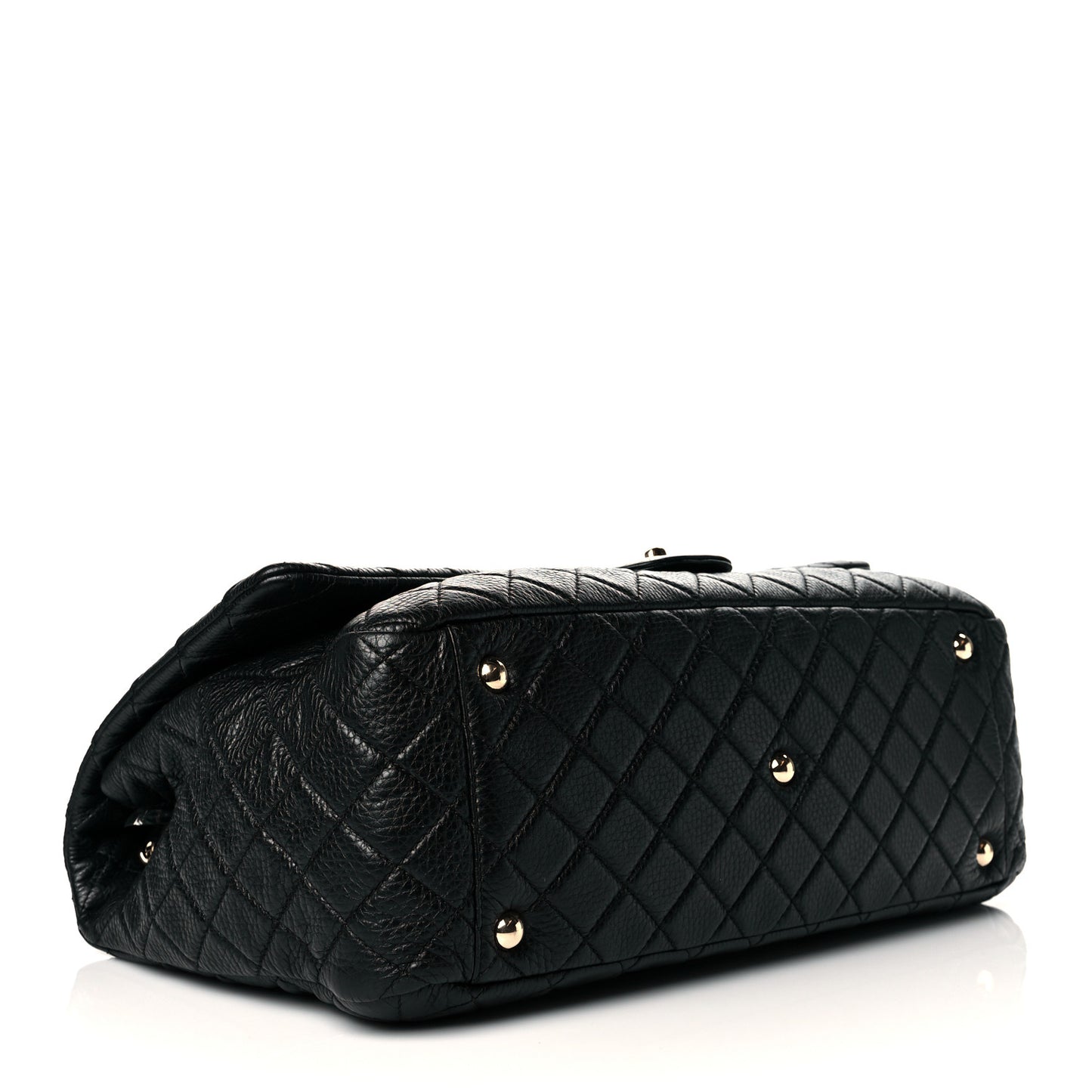 Calfskin Quilted XXL Travel Flap Bag Black