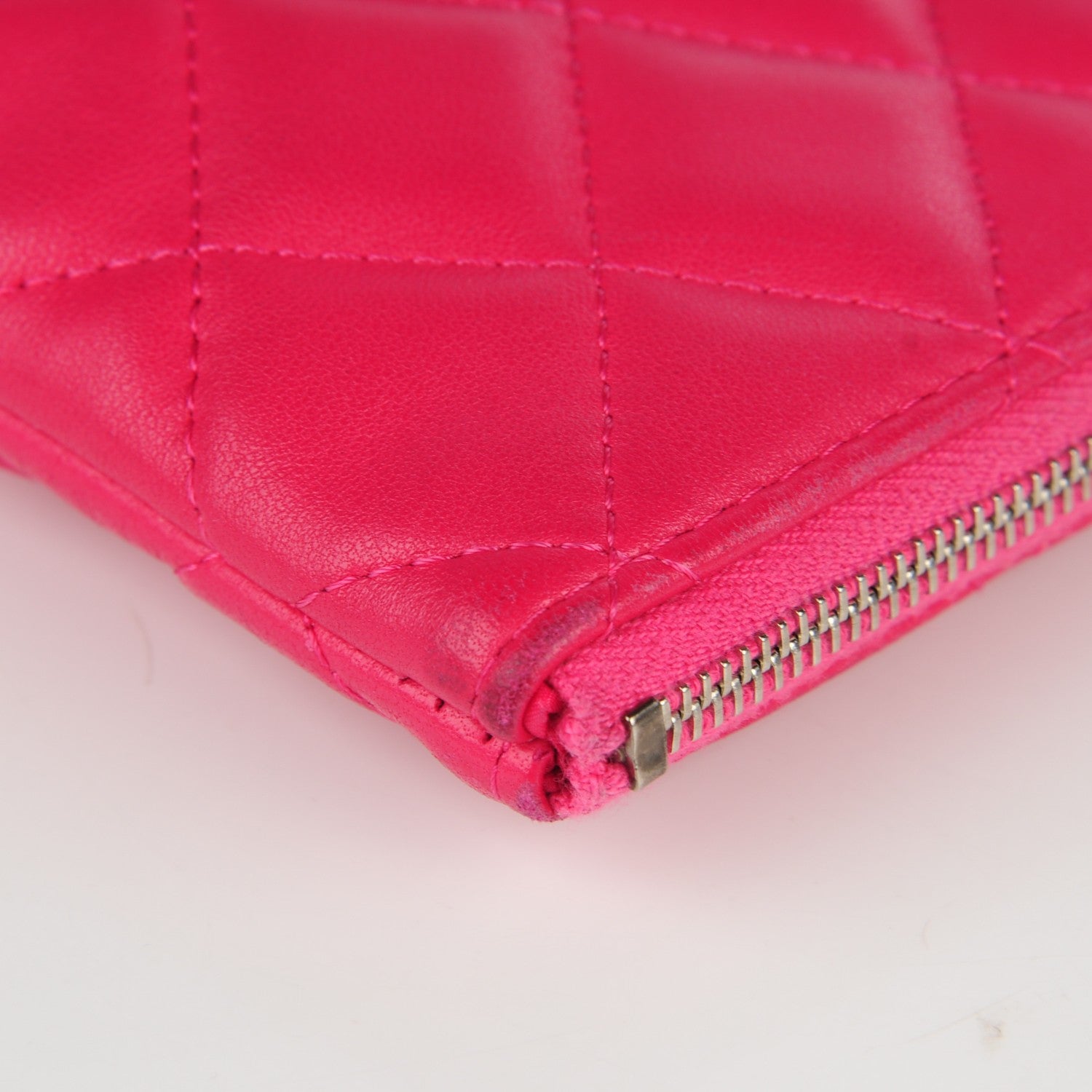 Chanel Lambskin Quilted Medium Cosmetic Case Dark Pink 8 of 8